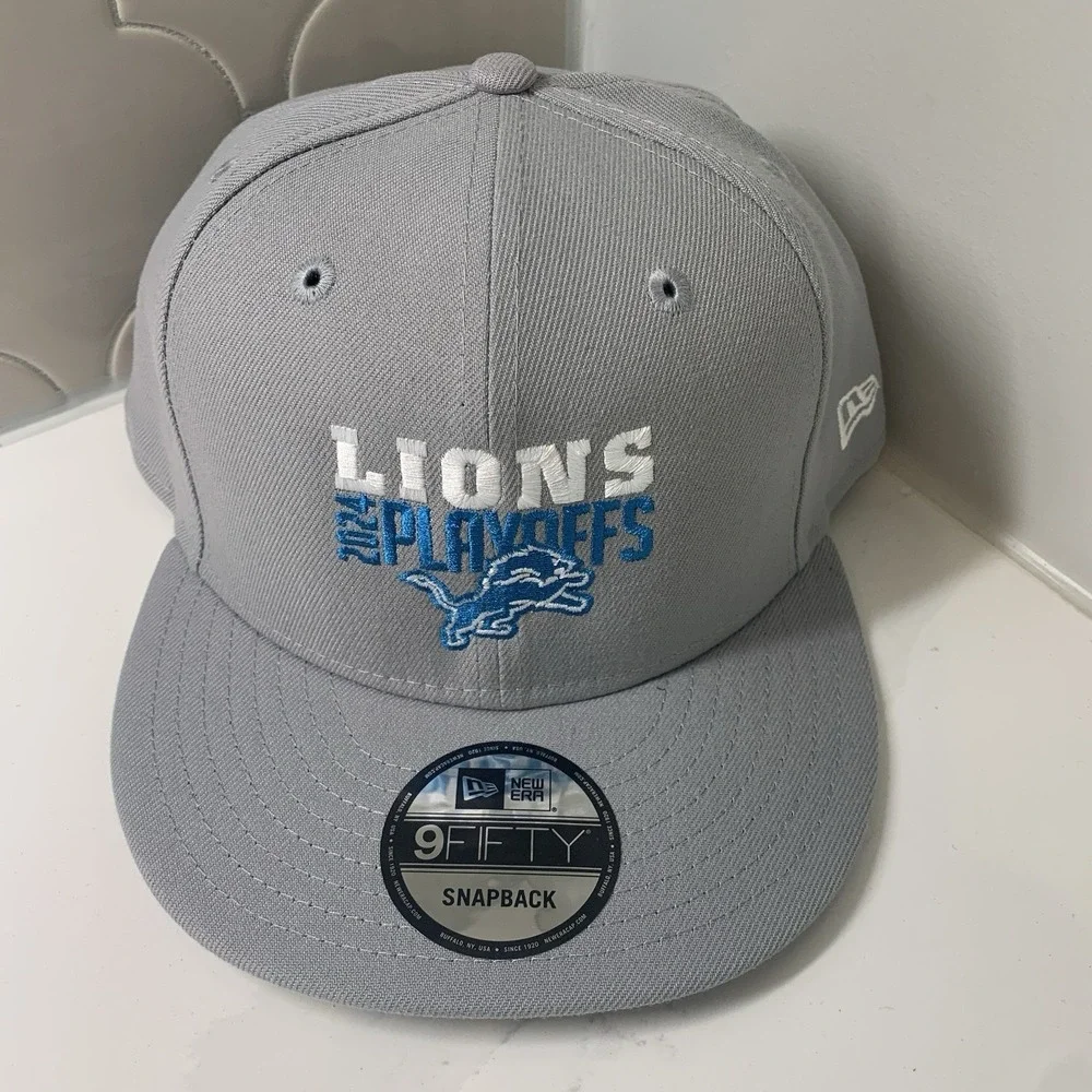 New Era 9FIFTY Detroit Lions 2024 NFL Playoffs Gray Adjustable Snapback Hat OSFM